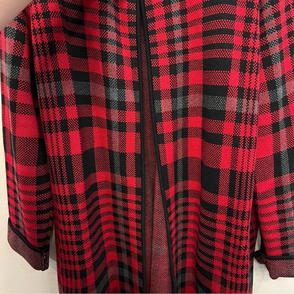 Talbots Womens 2X Red Plaid Open Cardigan - Picture 8 of 8